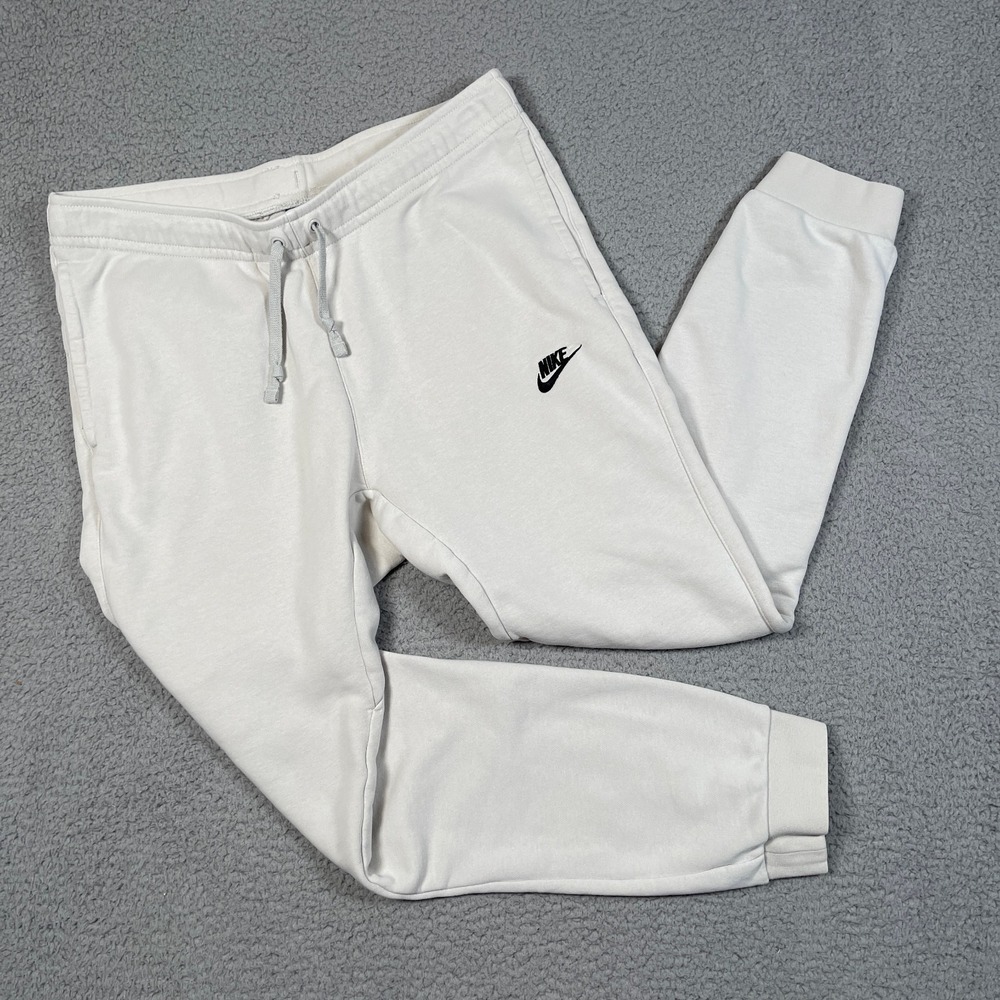 Nike Tech Fleece Joggers Mens M White Sweatpants Running Pants Drawstring Terry